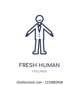 fresh human icon. fresh human linear symbol design from Feelings collection. Simple outline element vector illustration on white background.