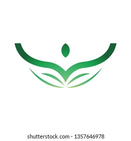 Fresh human with leaves logo template vector icon design