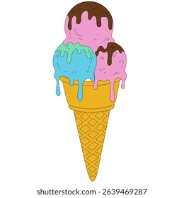 Fresh ice cream graphic print design for t shirt, apparel, posters, background and others, colorful ice cream vector art, Enjoy summer with sweet.