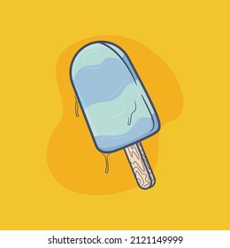 Fresh ice cream illustration in summer yellow background