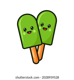 Fresh ice cream vector. happy face character isolated on white background