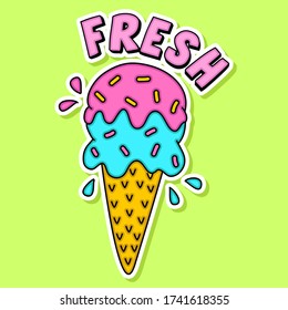 FRESH ICE CREAM, ICE CREAM VECTOR, SLOGAN PRINT