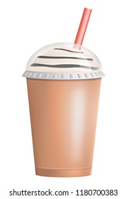 Fresh ice latte icon. Realistic illustration of fresh ice latte vector icon for web design isolated on white background