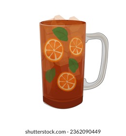 Fresh Iced Tea Vector Illustration Logo in a Glass