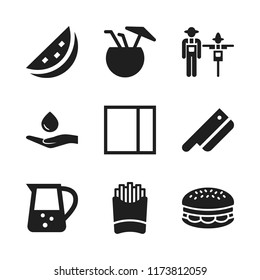 fresh icon. 9 fresh vector icons set. cleaver, jar and responsible use of water icons for web and design about fresh theme