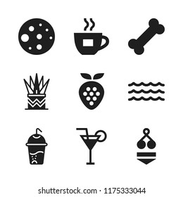 fresh icon. 9 fresh vector icons set. bikini, strawberry and coffee cup icons for web and design about fresh theme