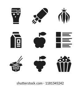fresh icon. 9 fresh vector icons set. milk, ylang ylang and apple icons for web and design about fresh theme