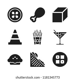 fresh icon. 9 fresh vector icons set. french fries, sushi and citrus icons for web and design about fresh theme
