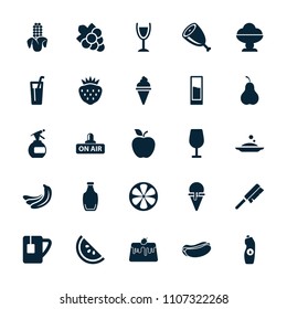Fresh icon. collection of 25 fresh filled icons such as banana, spray bottle, cocktail, grape, ice cream, hot dog, water bottle. editable fresh icons for web and mobile.