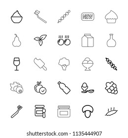 Fresh icon. collection of 25 fresh outline icons such as mushroom, baby food, apple, toothbrush, cocktail, grape, milkshake. editable fresh icons for web and mobile.