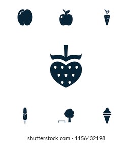 Fresh icon. collection of 7 fresh filled icons such as peach, tree and bench, apple, ice cream, ice cream on stick, carrot. editable fresh icons for web and mobile.