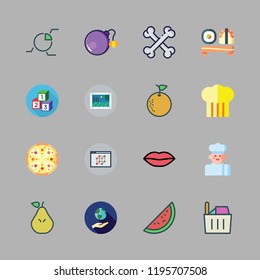 fresh icon set. vector set about watermelon, ecology, bones and shopping basket icons set.