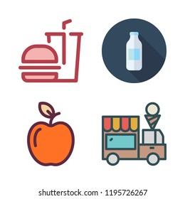 fresh icon set. vector set about hamburger, apple, products and ice cream icons set.