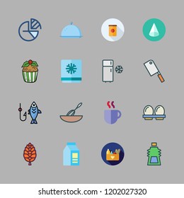 fresh icon set. vector set about mixer, coffee cup, pie chart and gel icons set.