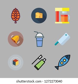 fresh icon set. vector set about seasoning icon, cube, cleaver and cone icons set.