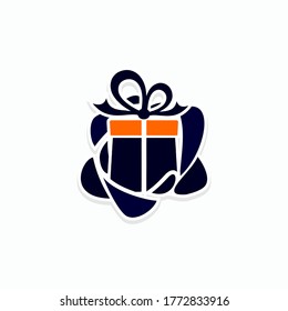 Fresh icon shaped gift box with orange lid is suitable for icons and stickers