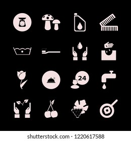 fresh icon. fresh vector icons set hands drop, mushrooms, grape and kitchen scale