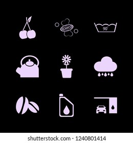 fresh icon. fresh vector icons set cherry, coffee beans, teapot and soap