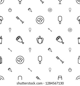fresh icons pattern seamless white background. Included editable outline leaf, pepper, Cocktail, toothbrush, meat, ice cream on stick, drink icons. fresh icons for web and mobile.