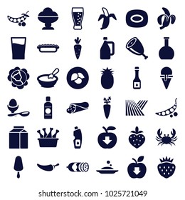 Fresh icons. set of 36 editable filled fresh icons such as field, leaf, cabbage, crab, porridge, soap, ice cream, wrap sandwich, ice cream on stick, pepper, boiled egg