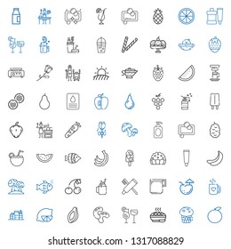 fresh icons set. Collection of fresh with orange, muffin, pie, cocktails, beans, papaya, lemon, proteins, mug, coconut, coffee cup, toothpaste. Editable and scalable fresh icons.