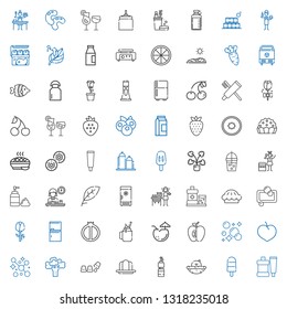 fresh icons set. Collection of fresh with toothpaste, popsicle, chick, bottle, gelatine, cup, broccoli, soap, plum, apple, coconut, smoothie. Editable and scalable fresh icons.