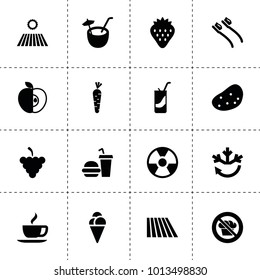 Fresh icons. vector collection filled fresh icons. includes symbols such as field, grapes, strawberry, potato, air conditioning, toothbrush. use for web, mobile and ui design.