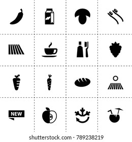 Fresh icons. vector collection filled fresh icons. includes symbols such as field, berry, pepper, mushroom, bread, carrot, air conditioning. use for web, mobile and ui design.