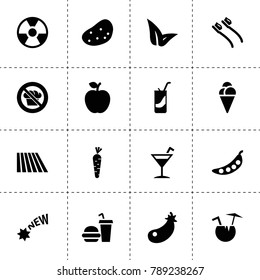 Fresh icons. vector collection filled fresh icons. includes symbols such as field, eggplant, apple, potato, pea, leaf, toothbrush, fan, new. use for web, mobile and ui design.