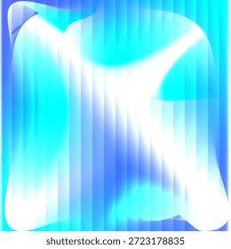 A fresh and icy abstract background featuring bright cyan and sky blue vertical stripes. The design is overlaid with glowing white light waves that create a refreshing, futuristic fluid motion effect. Ideal for technology, water, ice, or air-related themes.