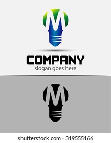Fresh idea art design concept M logo vector design template. Creative thinking art
