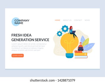 Fresh idea generation banner poster website concept. Vector flat cartoon graphic design isolated illustration