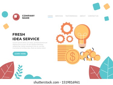 Fresh idea generation web page banner concept. Vector flat cartoon graphic design illustration