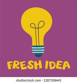 Fresh idea. Light Bulb Shape as Inspiration Concept. Vector Illustration Flat Style.