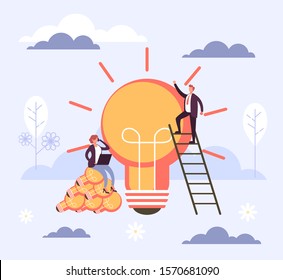 Fresh idea start up concept. Vector flat cartoon graphic design illustration