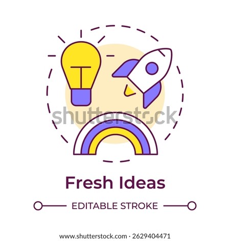 Fresh ideas multi color concept icon. Innovative thinking. Customer experience, organizational culture. Round shape line illustration. Abstract idea. Graphic design. Easy to use in infographic