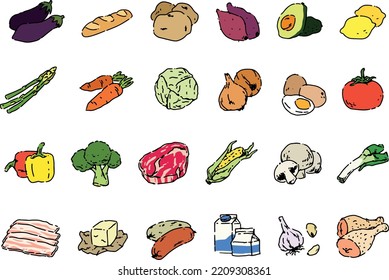 Imagen vectorial de ingredientes frescos 24 para un diseño excelente