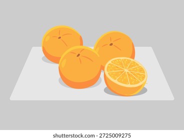 Naranjas frescas aisladas con una mitad sobre un fondo blanco de la superficie