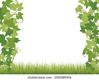 Fresh ivy leaf vector frame.