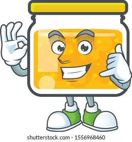 Fresh jam in jar cartoon character call me.