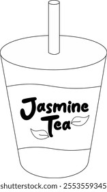 fresh jasmine tea in a cup for coloring pages 