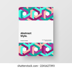 Fresh journal cover design vector layout. Unique mosaic pattern banner concept.