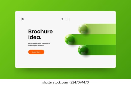 Fresh journal cover design vector concept. Minimalistic realistic spheres brochure layout.