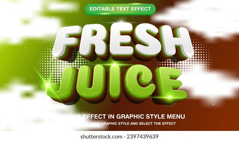 Jugo fresco 3d efecto de texto editable Plantilla adecuada para temas de menú de comida