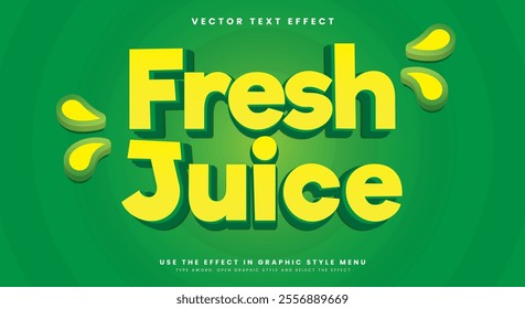 Fresh juice 3d editable text effect template suitable for business brand