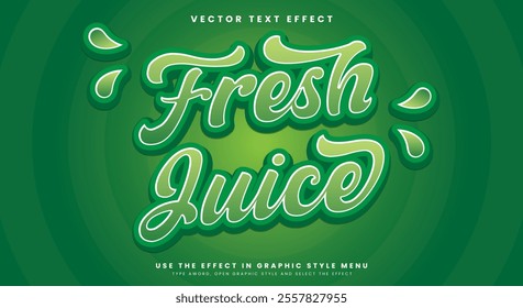 Fresh juice 3d editable text effect Template suitable for fresh fruit theme