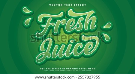 Fresh juice 3d editable text effect Template suitable for fresh fruit theme