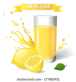 Fresh juice background with lemon