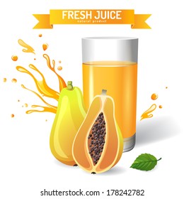 Fresh juice background with papaya and mint