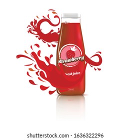 Fresh juice background with strawberry